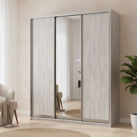 Шафа-купе Doros City Light Сосна Натти 2 ДСП / 1 дзеркало 225х60х225 (DRS-011973) DRS-011973 фото