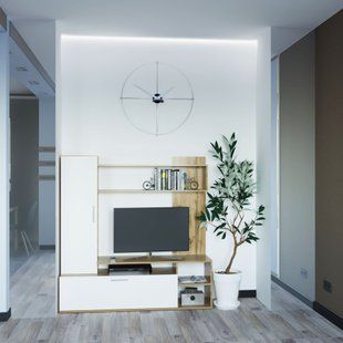 Стінка у вітальню Doros Кона 151х40х147 см Дуб тахо/Білий (DRS-011310) DRS-011310 фото