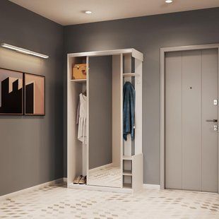 Передпокій з дзеркалом Doros City One Door 110х45х210 см Білий (DRS-011404) DRS-011404 фото