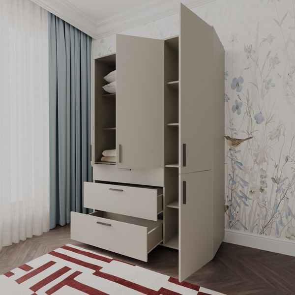 Шафа для одягу Doros Торн Кашемір 3 ДСП/3Ш (штанга) 135х51.6х200 (DRS-012061) DRS-012061 фото