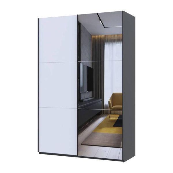 Шафа купе Doros G-Caiser Антрацит/Білий 1 ДСП / 1 дзеркало / 3 частини 160х60х240 (42005415) (DRS-012248) DRS-012248 фото